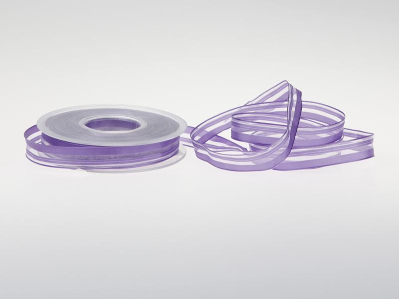 Organzastreifen flieder 15mm mit Draht