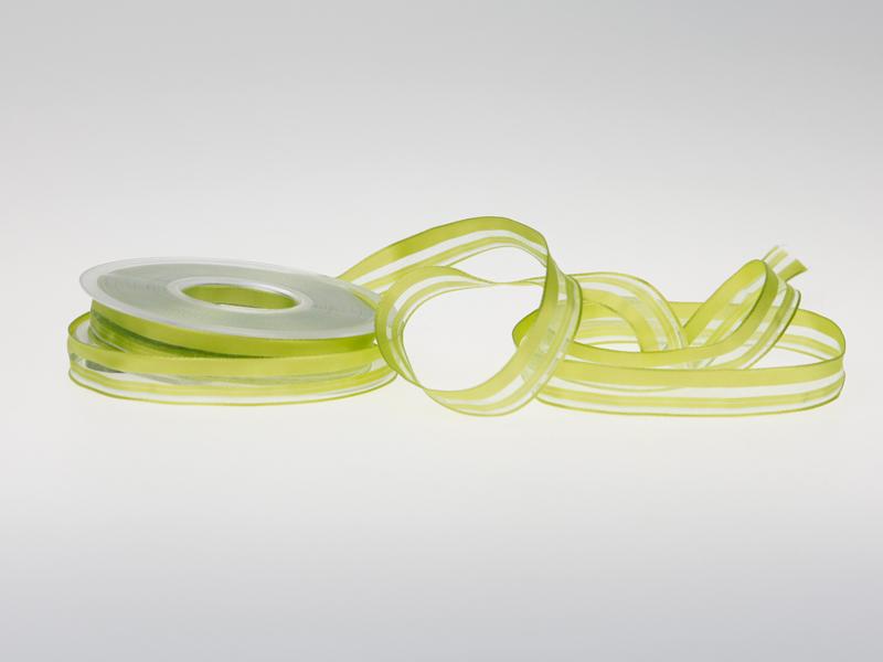 Organzastreifen hellgrün 15mm mit Draht