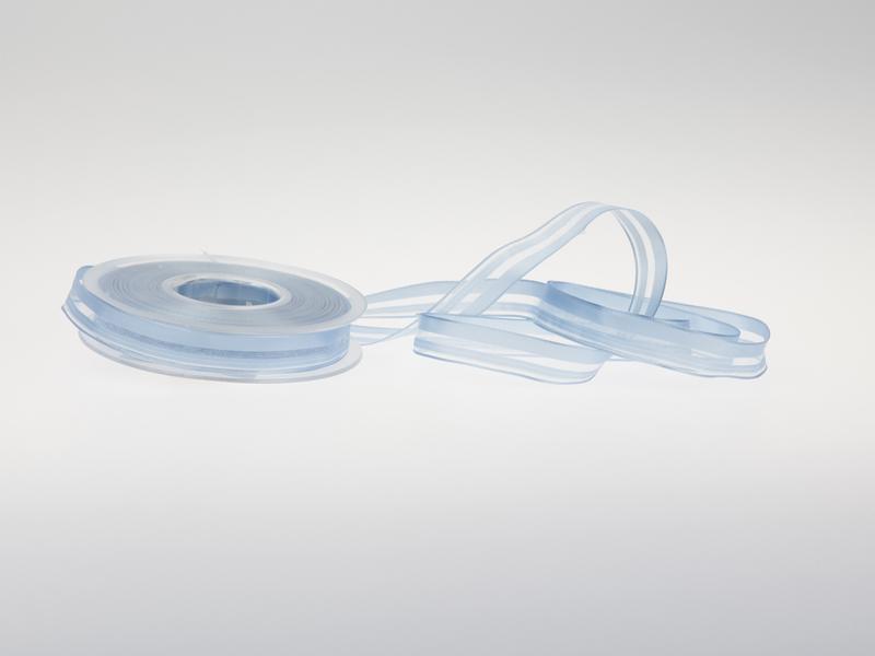 Organzastreifen hellblau 15mm mit Draht