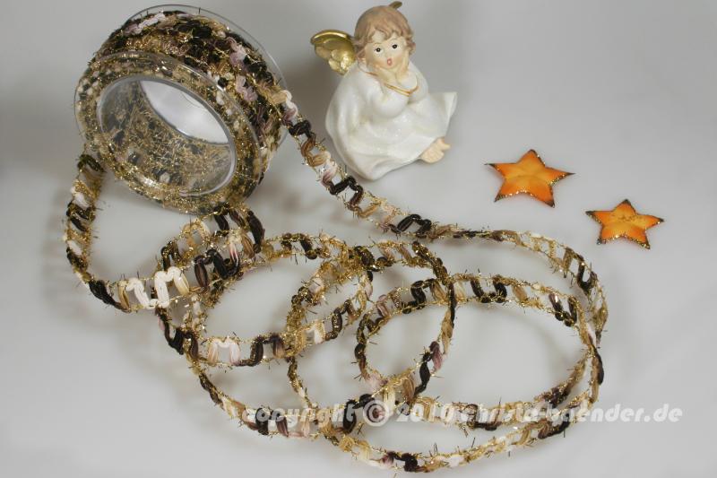 Bändchen Antik Braun mit Draht 15mm