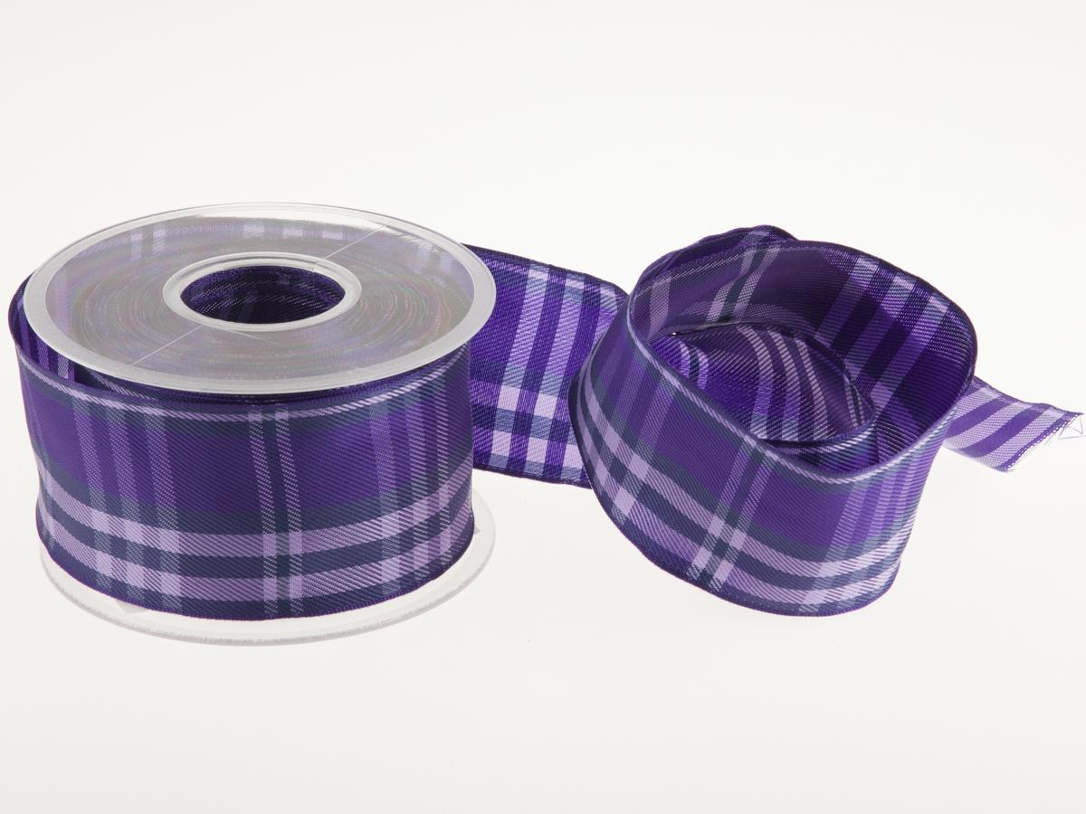 Karoband Schottenkaro 65mm lila mit Draht