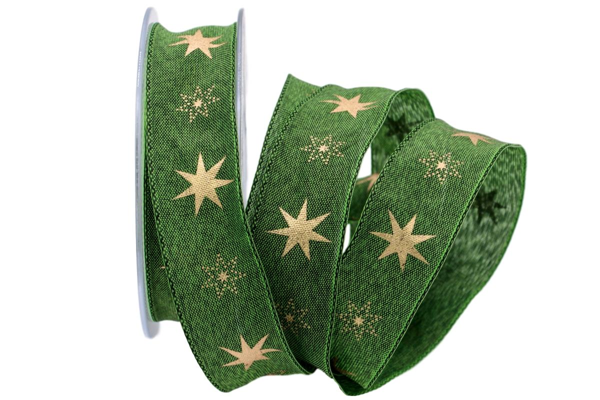 Weihnachtsband Gothland grün 25mm mit Nylonkante