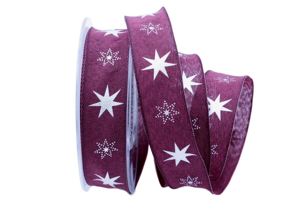 Weihnachtsband Gothland lila 25mm mit Nylonkante