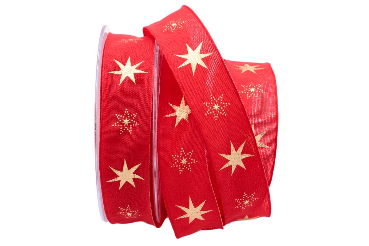 Weihnachtsband Gothland rot 25mm mit Nylonkante
