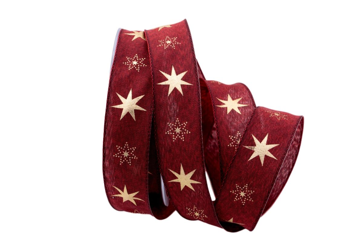Weihnachtsband Gothland bordeaux 25mm mit Nylonkante