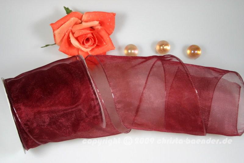 Organzaband Organza 100mm Bordeaux mit Draht