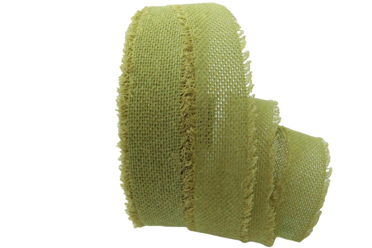 Baumwollband Jute grün hell 40mm ohne Draht