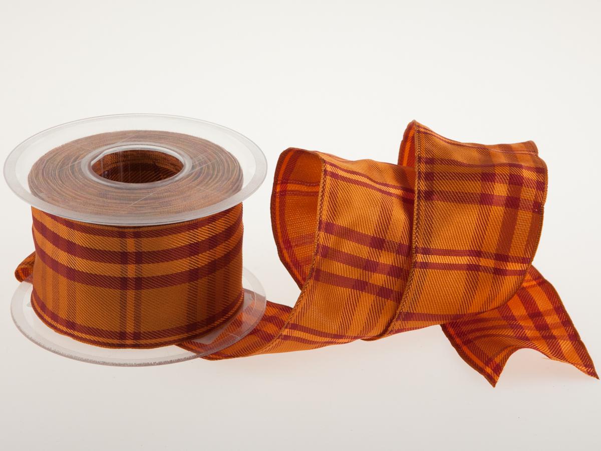 Karoband Schottenkaro 65mm orange mit Draht