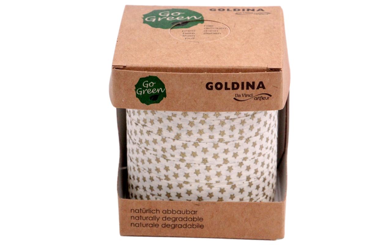 Ringelband 100 % Baumwolle creme mit Sterndruck 10mm