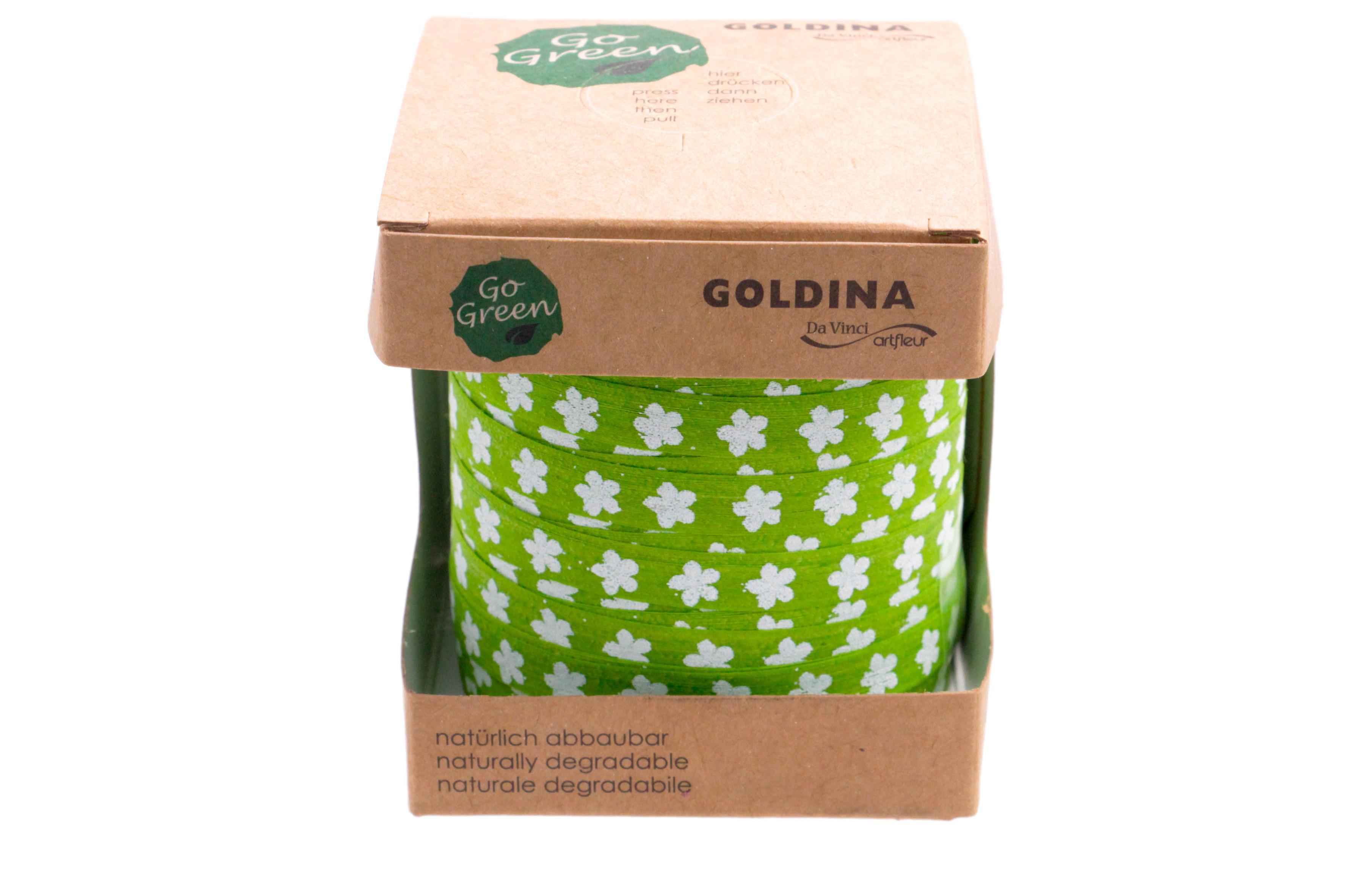 Ringelband 100% Baumwolle Blümchen hellgrün 10mm