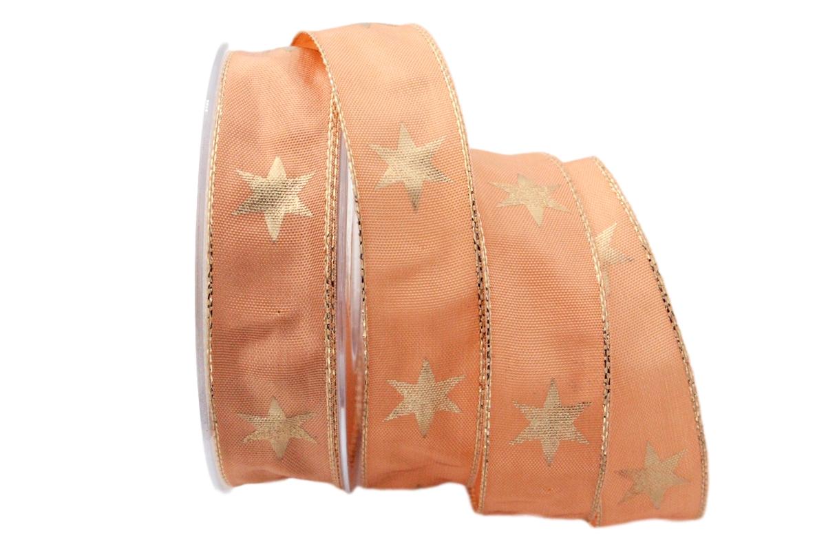 Sternenband Stelle aprikot 25mm mit Draht