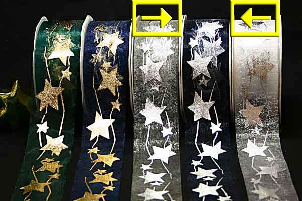 Organza Stern Blau/Silber ohne Draht 40mm