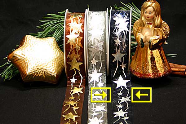 Organza Stern Blau/Silber ohne Draht 25mm