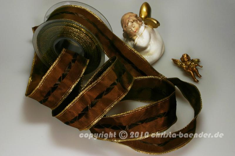 Weihnachtsband Afrika Braun mit Draht 40mm