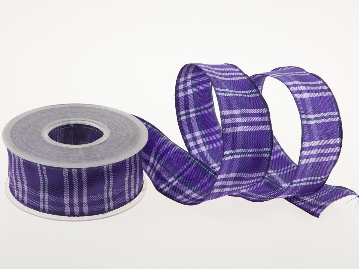 Karoband Schottenkaro Lila mit Draht 40mm