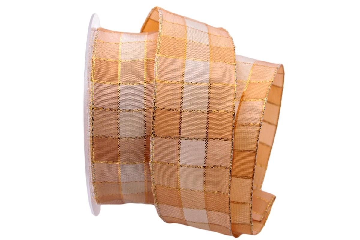 Weihnachtsband Zauberwürdel aprikot 40mm mit Draht