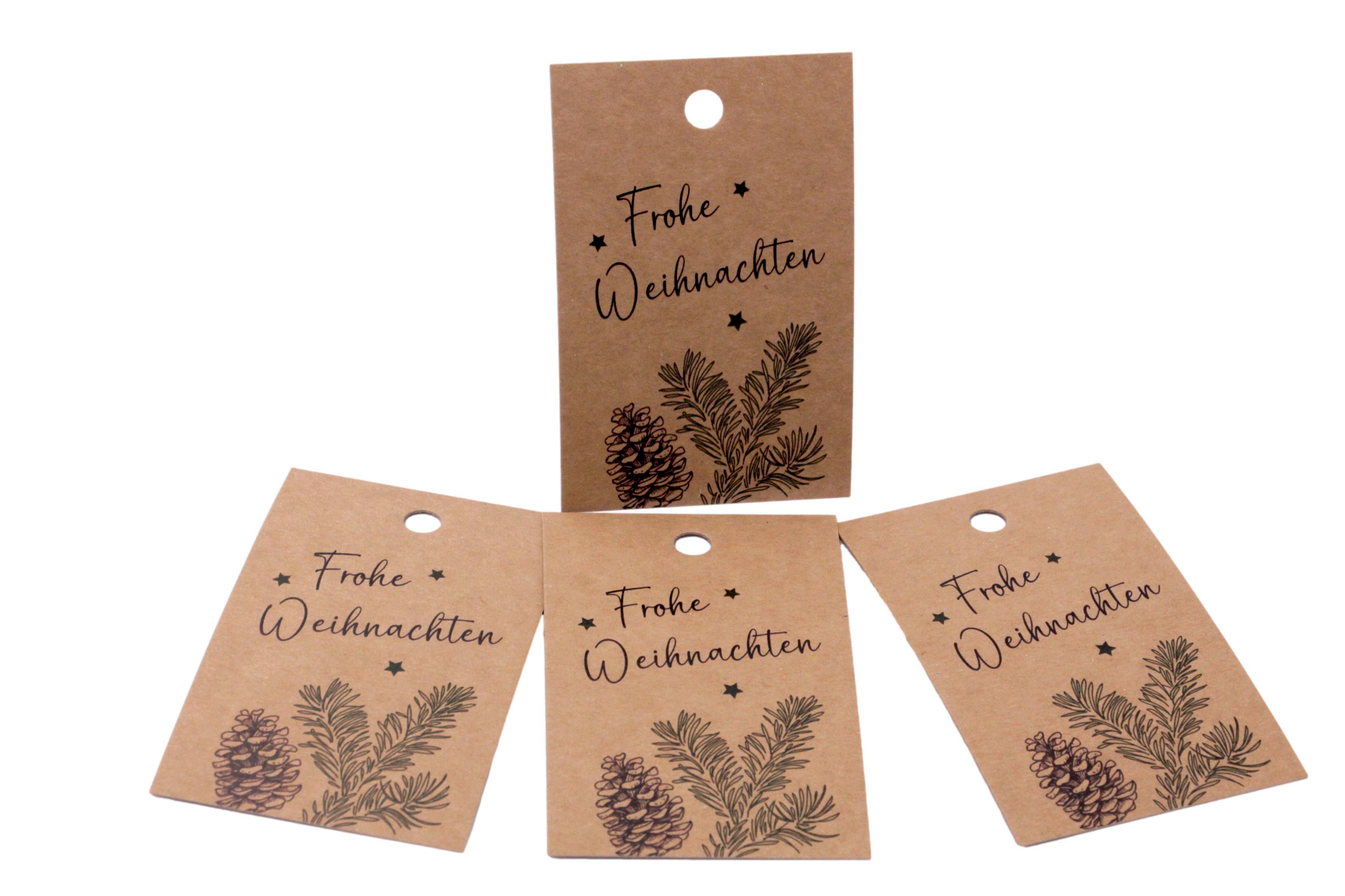 Geschenkanhänger Tannenzapfen - Frohe Weihnachten 20 Stück