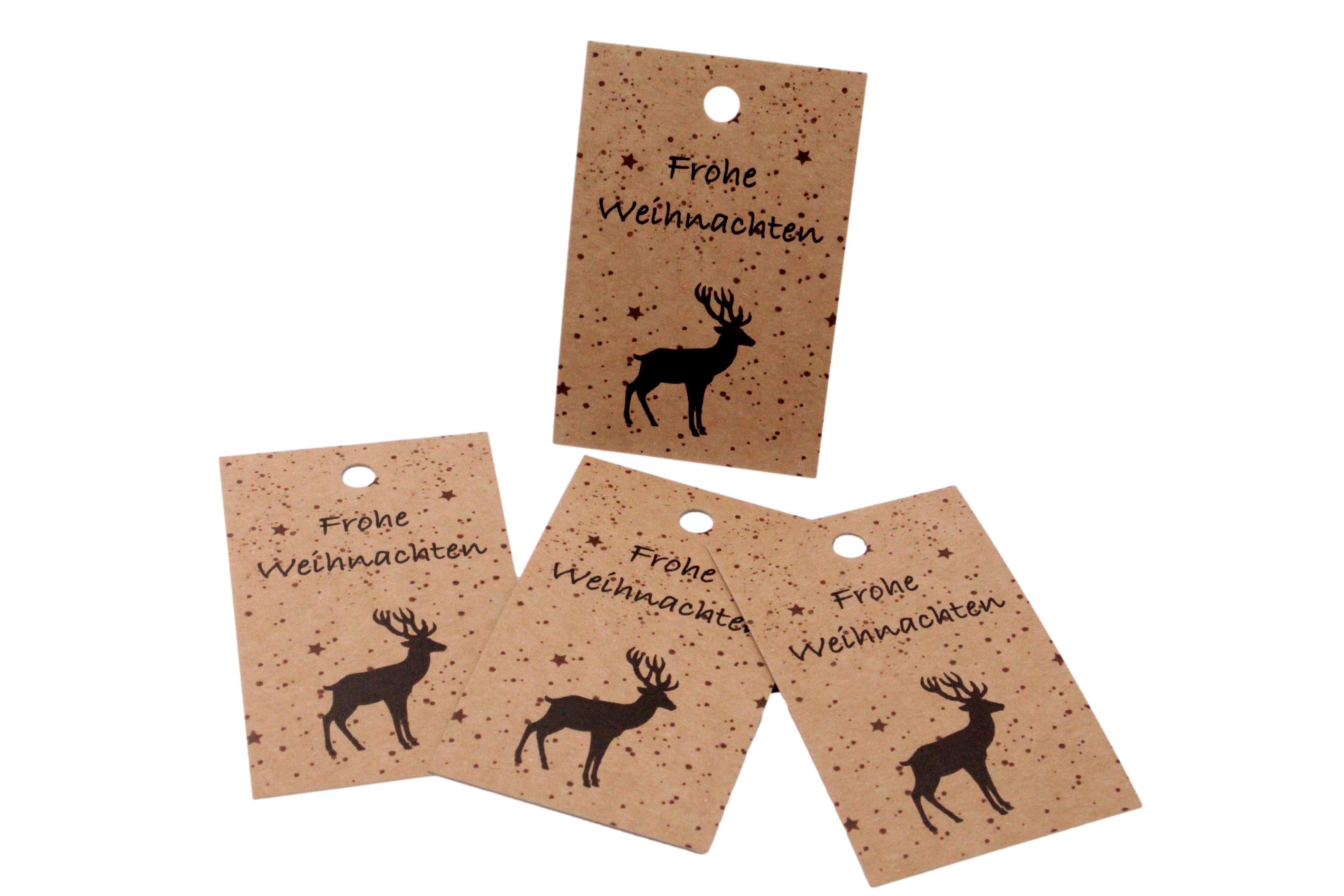 Geschenkanhänger Elch Frohe Weihnachten 20 Stück