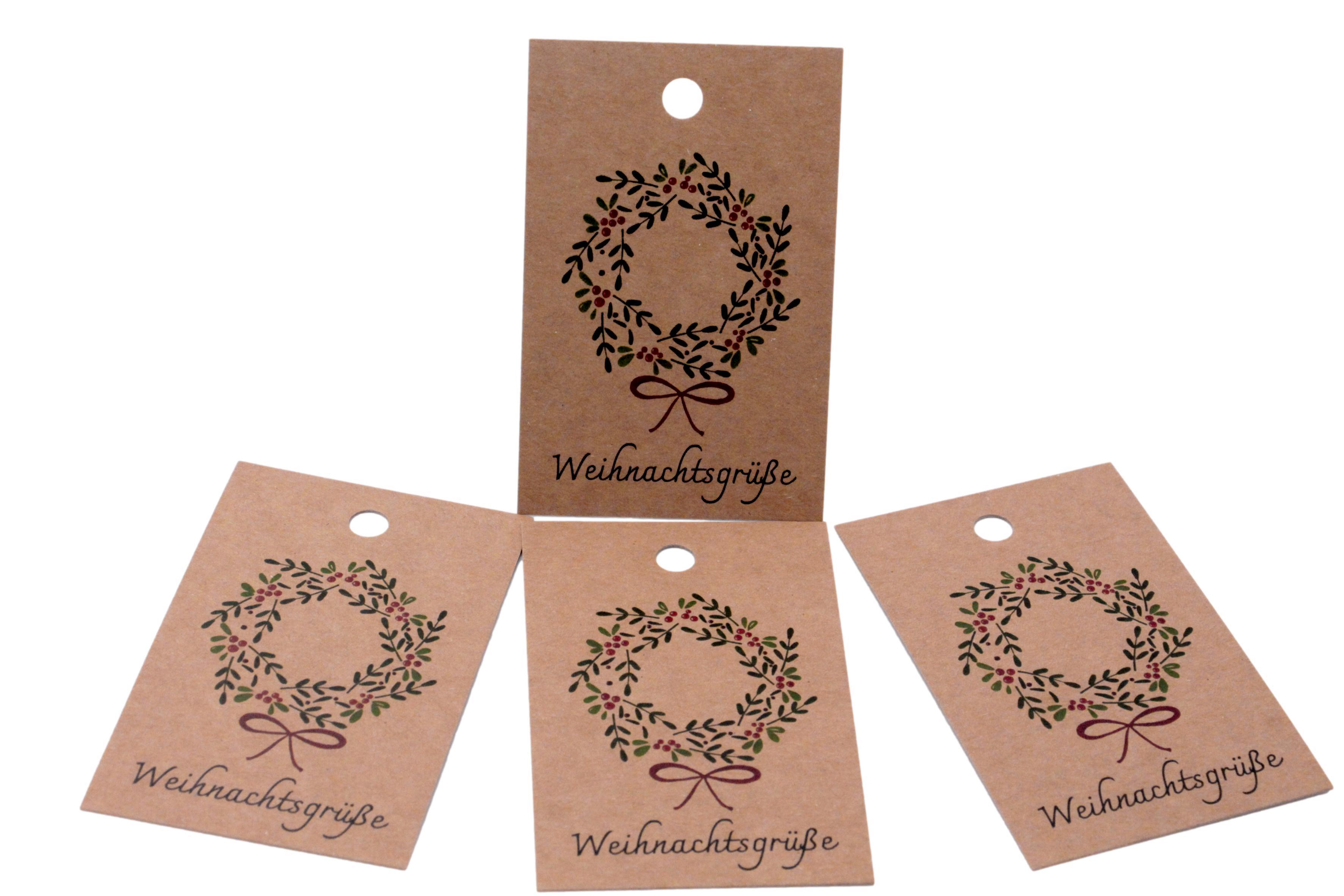Geschenkanhänger Kranz - Weihnachtsgrüße 20 Stück