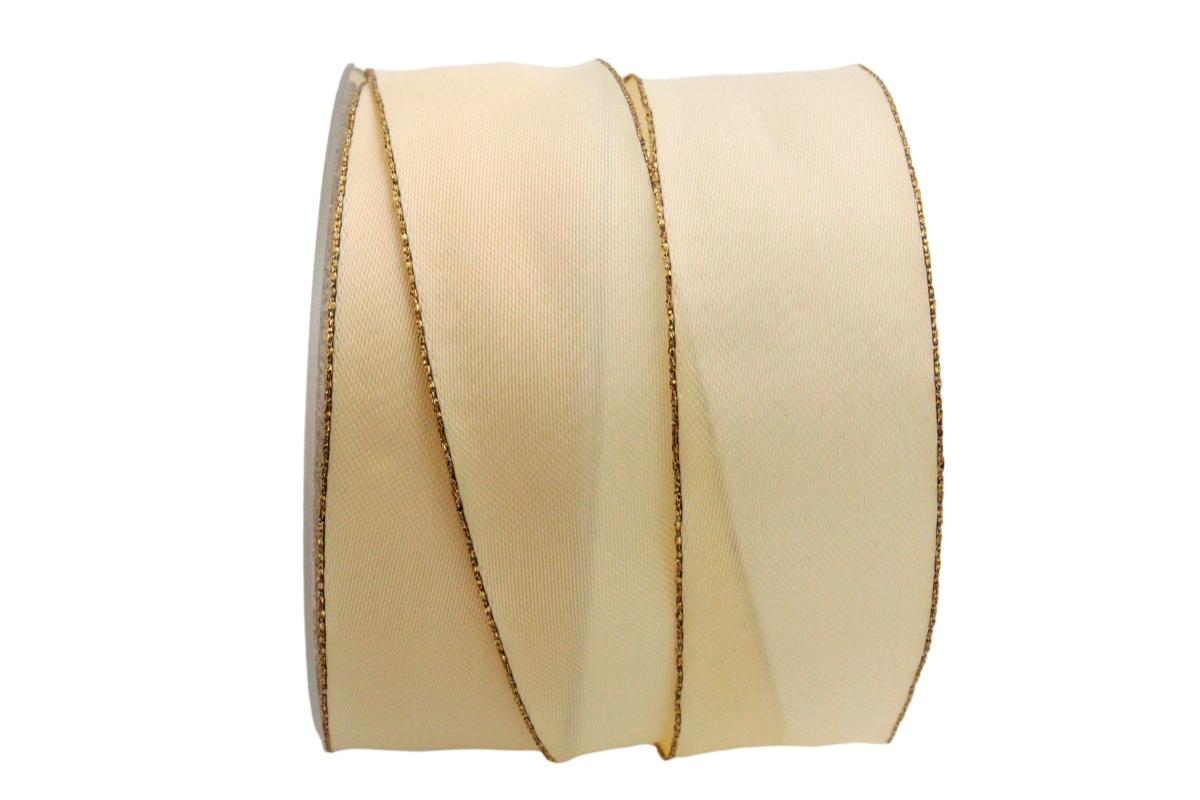 Uniband mit Goldkante creme satiniert 40mm mit Draht