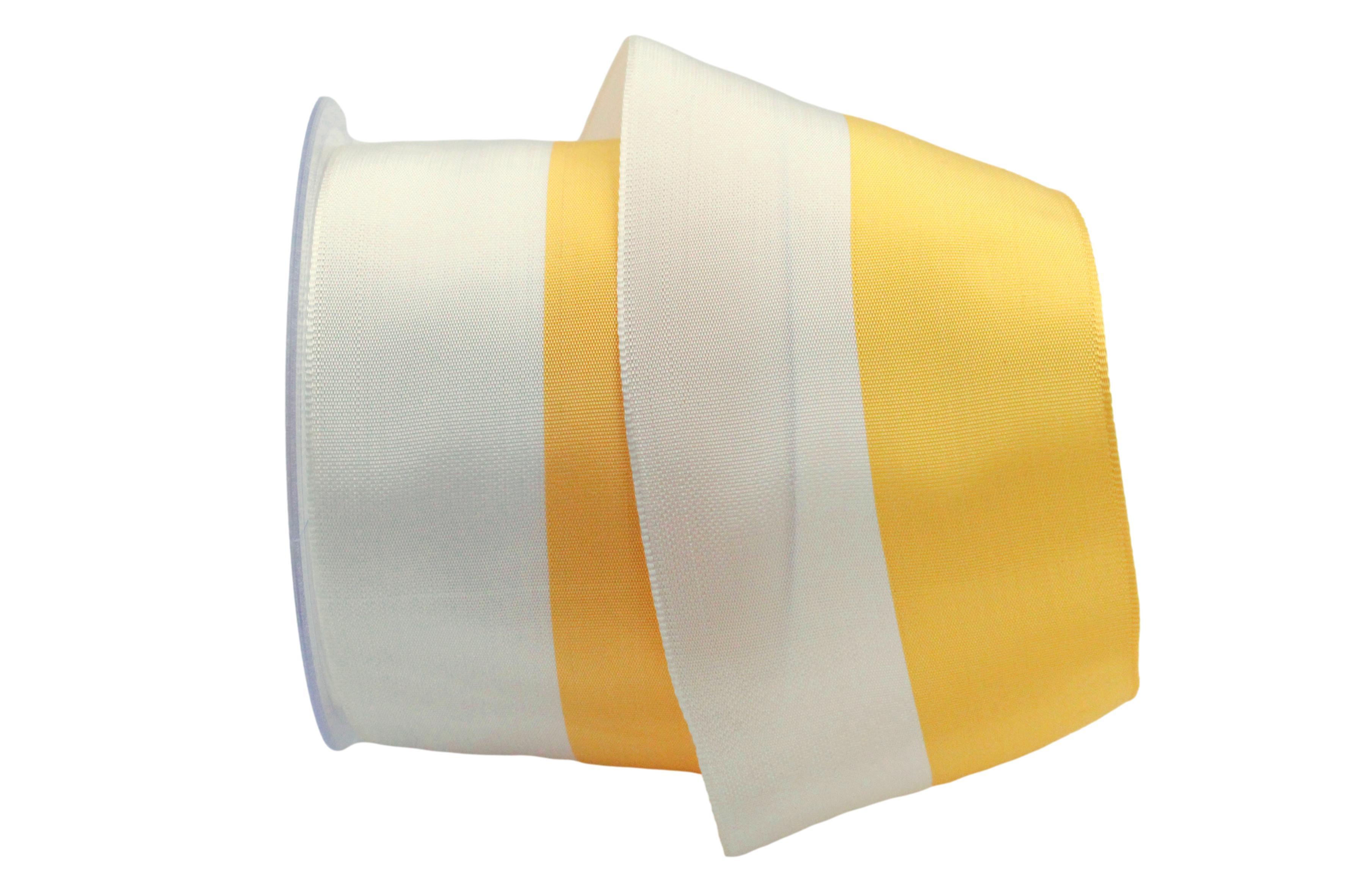 Dekoband "katholische Kirche" weiß / gelb 75mm ohne Draht