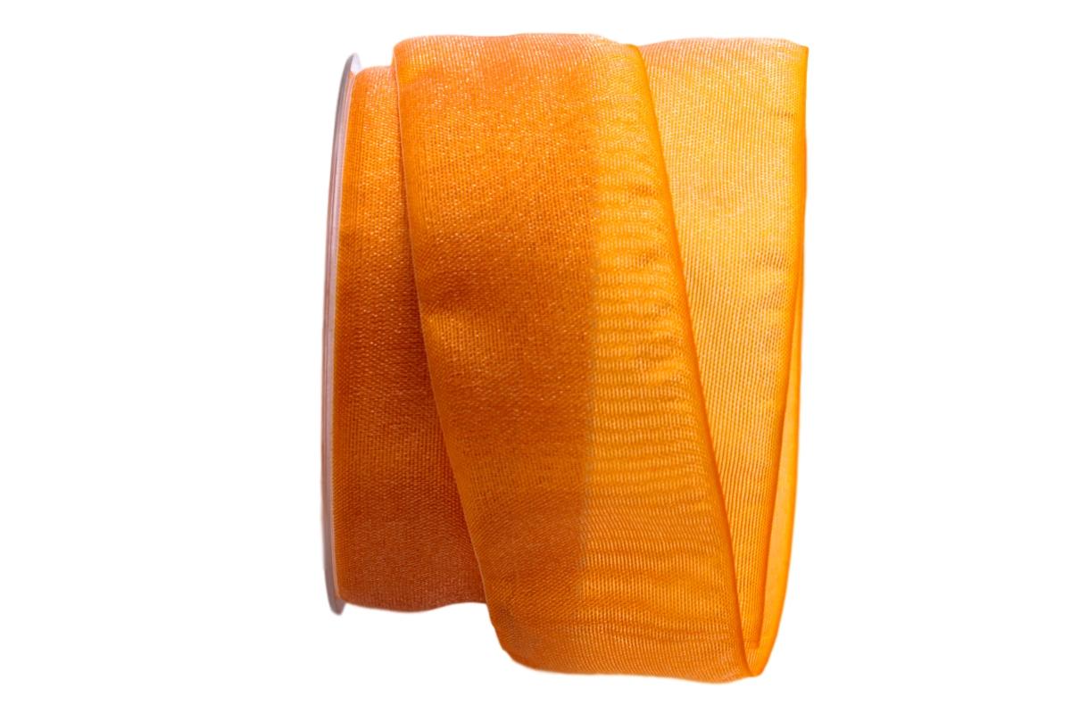 Organzaband Glitterato orange 40mm ohne Draht