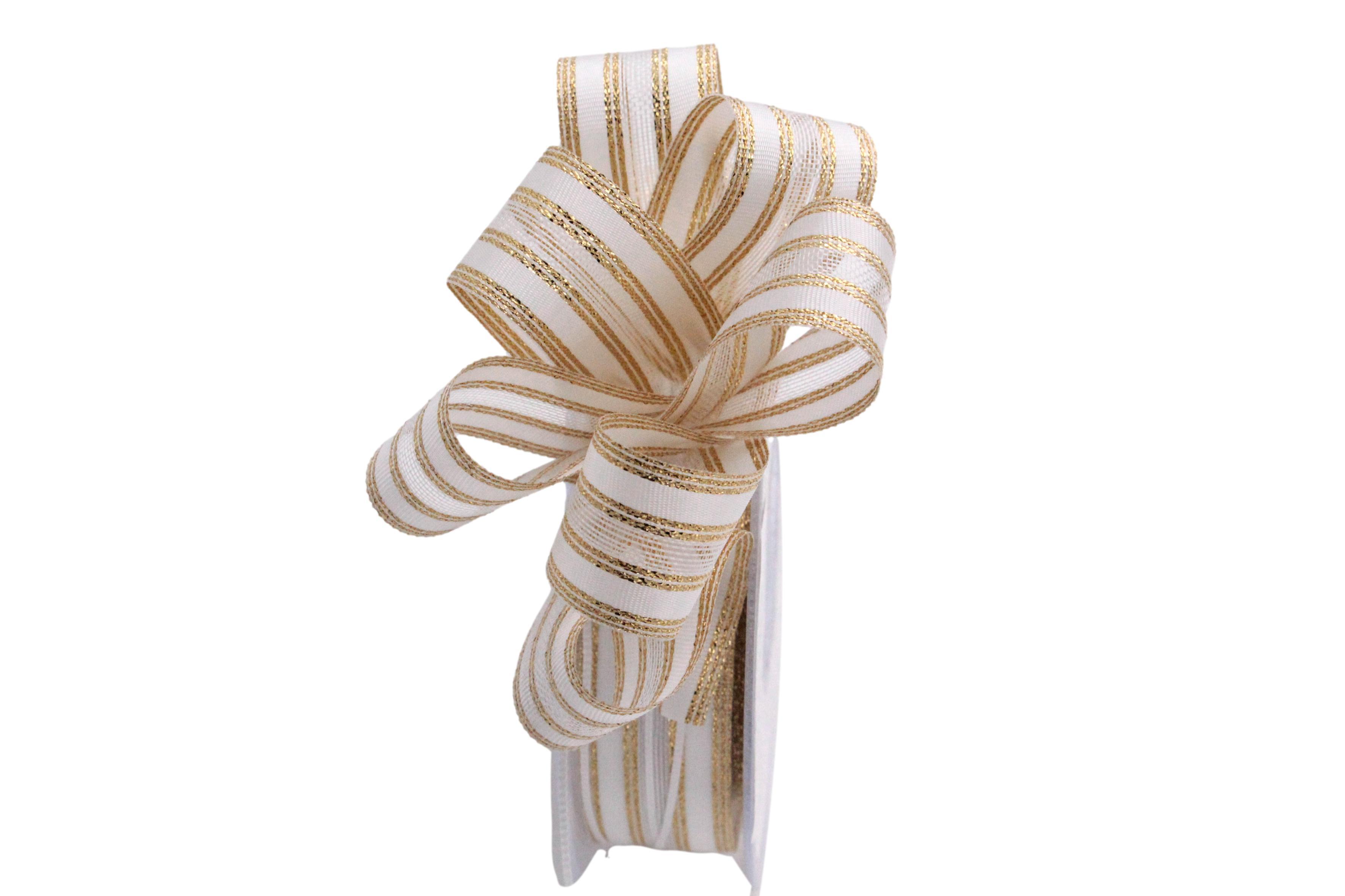 Zugband Semplice weiß / gold 25mm ohne Draht