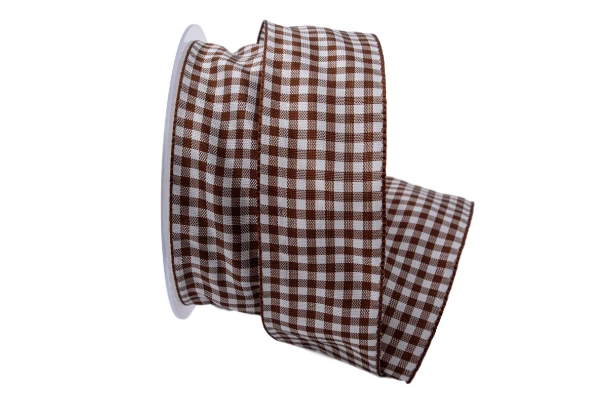 Karoband Landhauskaro braun 40mm ohne Draht