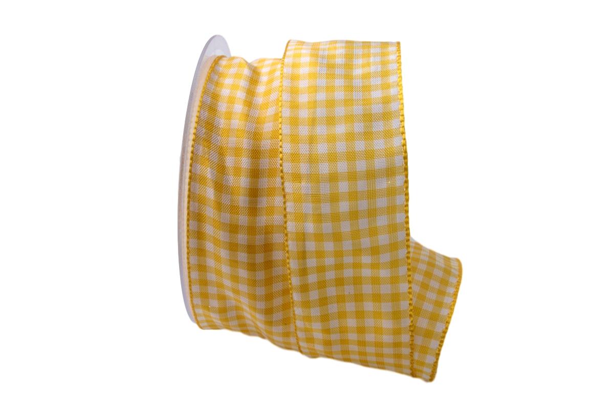 Karoband Landhauskaro gelb 40mm ohne Draht