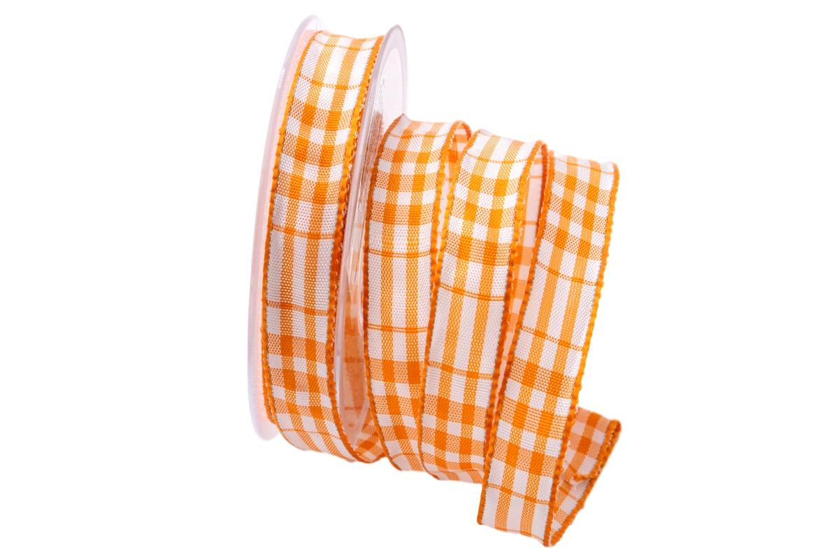 Karoband Popeline orange 15mm mit Draht