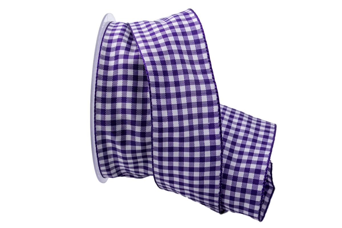 Karoband Landhauskaro lila 40mm ohne Draht