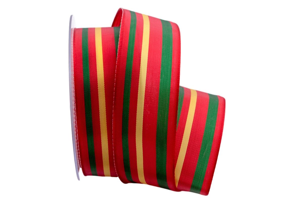 Dekoband Streifen rot / grün / gelb