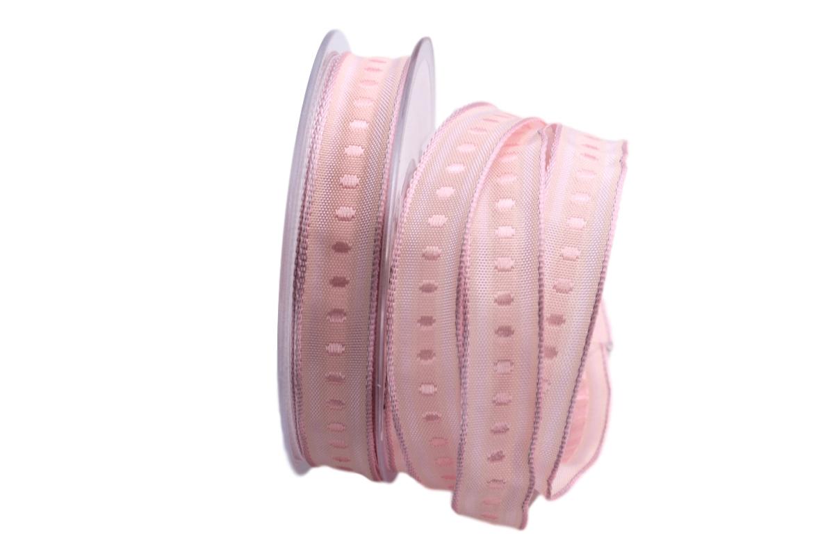 Dekoband Piccolo rosa 15mm mit Draht