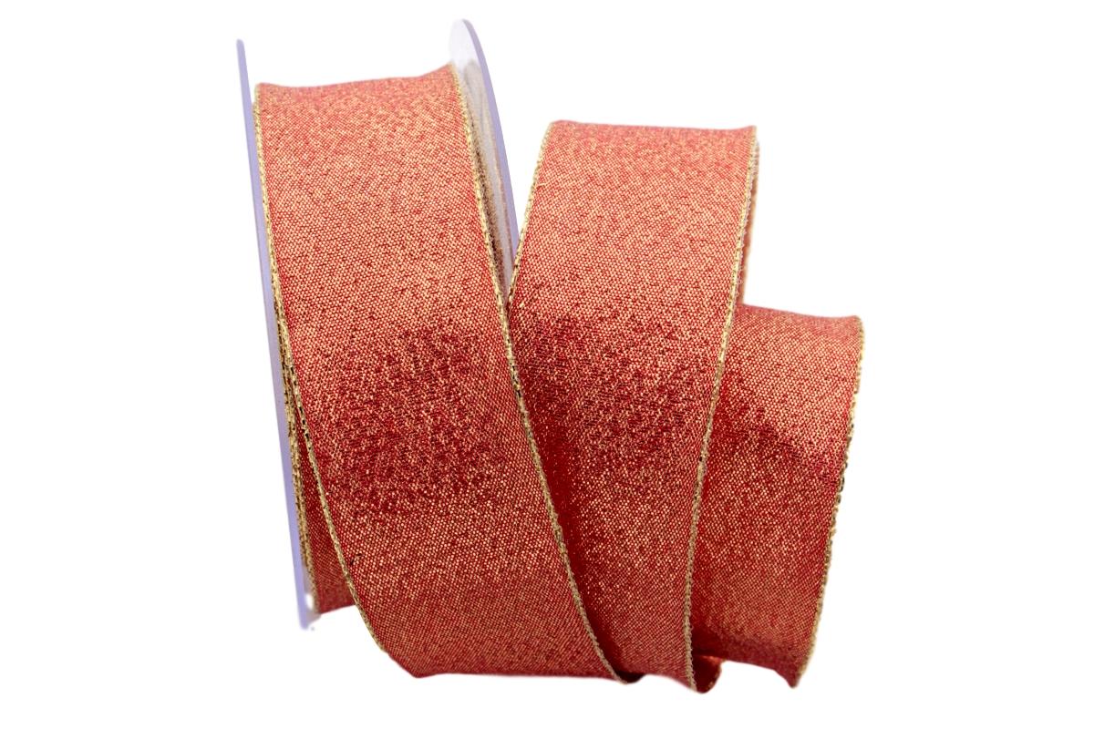Brokatband red shine rot 40mm mit Draht