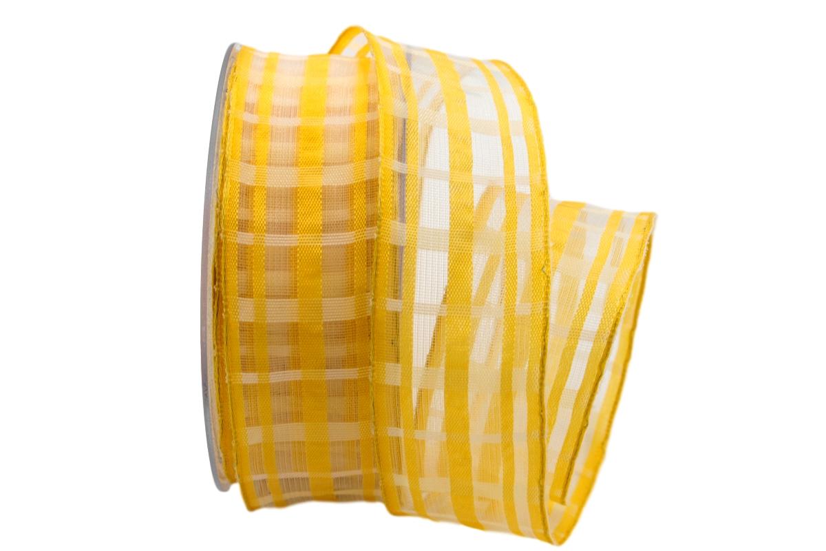 Dekoband Quadro gelb 40mm mit Draht