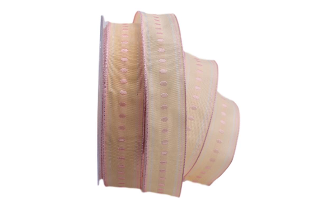 Geschenkband Piccolo creme 25mm mit Draht