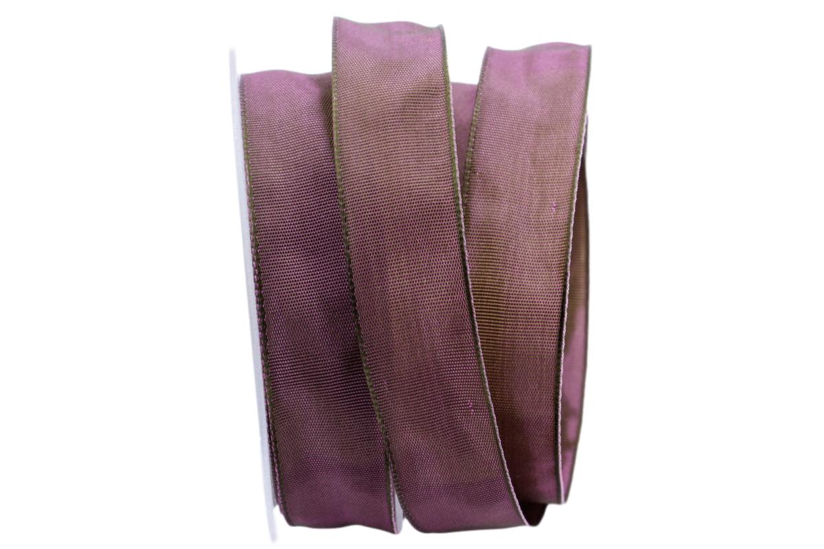 Uniband SONDERFARBE lila / grün 25mm mit Drahtkante
