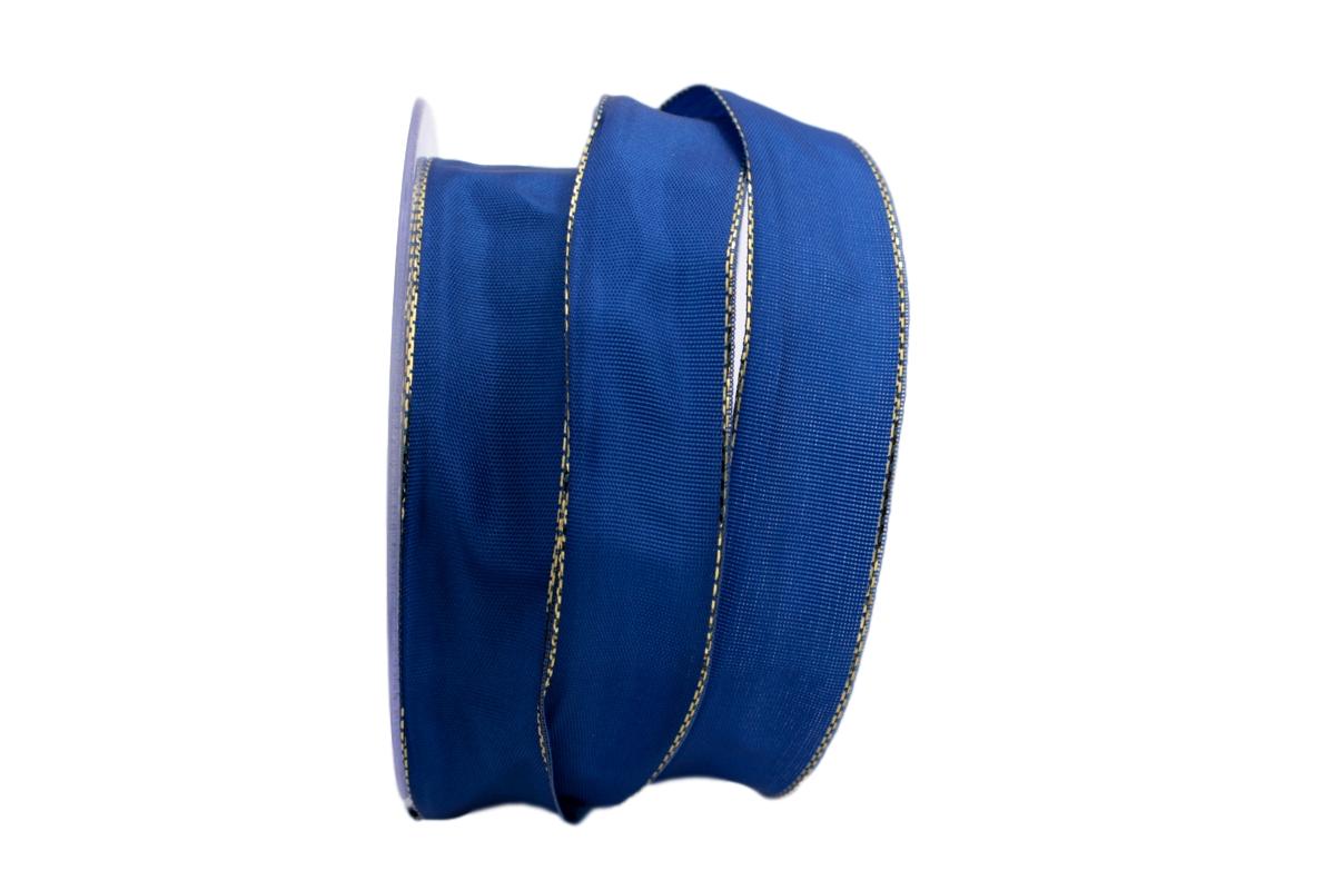 Uniband Goldkante blau 25mm mit Draht