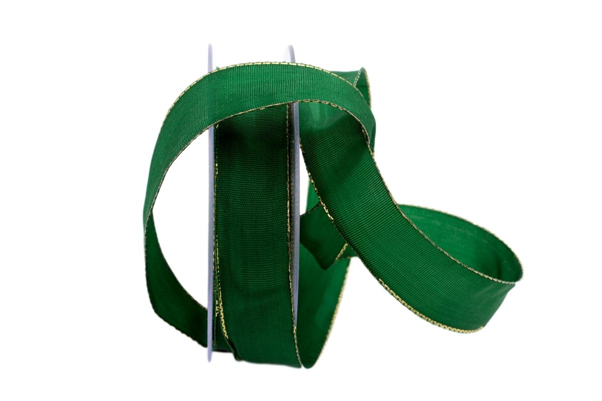 Uniband Goldkante grün 25mm mit Draht