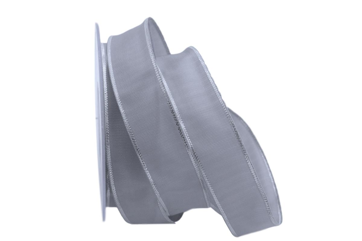 Uniband Silberkante grau 25mm mit Draht