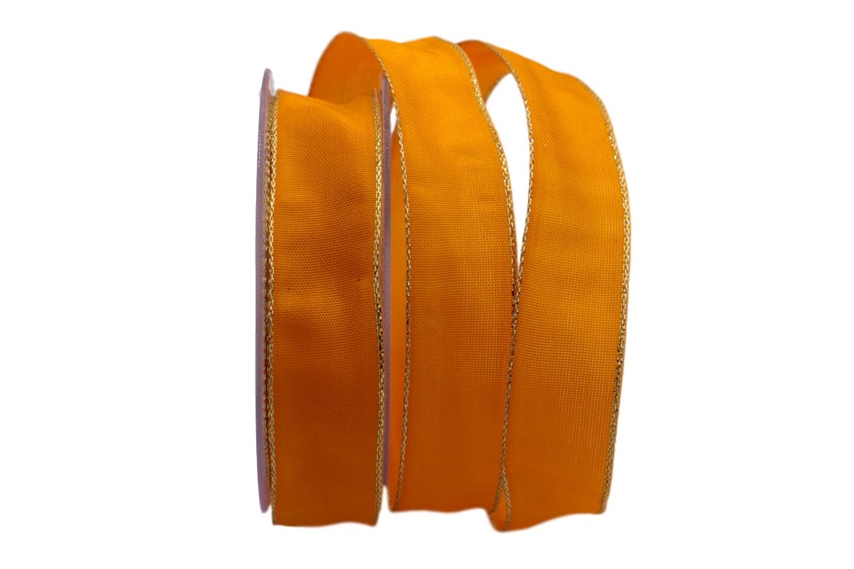 Uniband Goldkante orange 25mm mit Draht