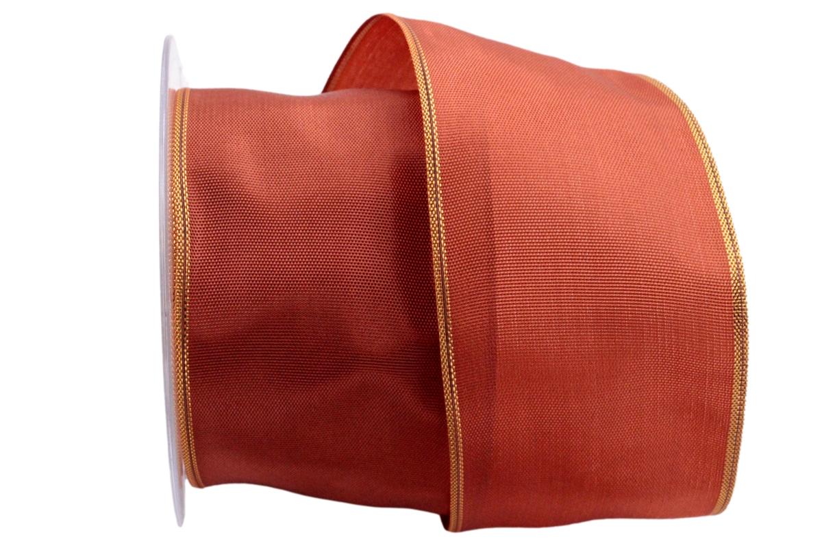 Uniband mit breiter Goldkante 65mm cognac / braun mit Draht