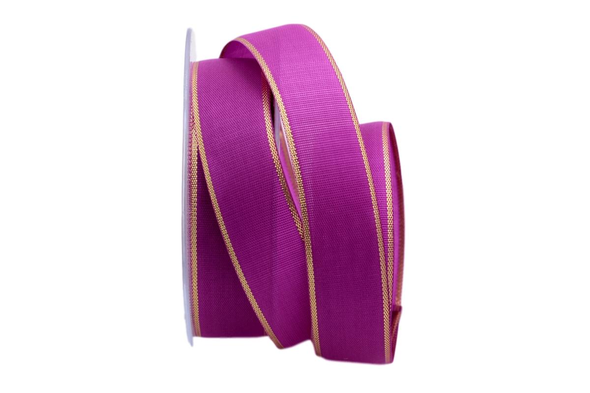 Uniband Goldkante pink 25mm mit Draht