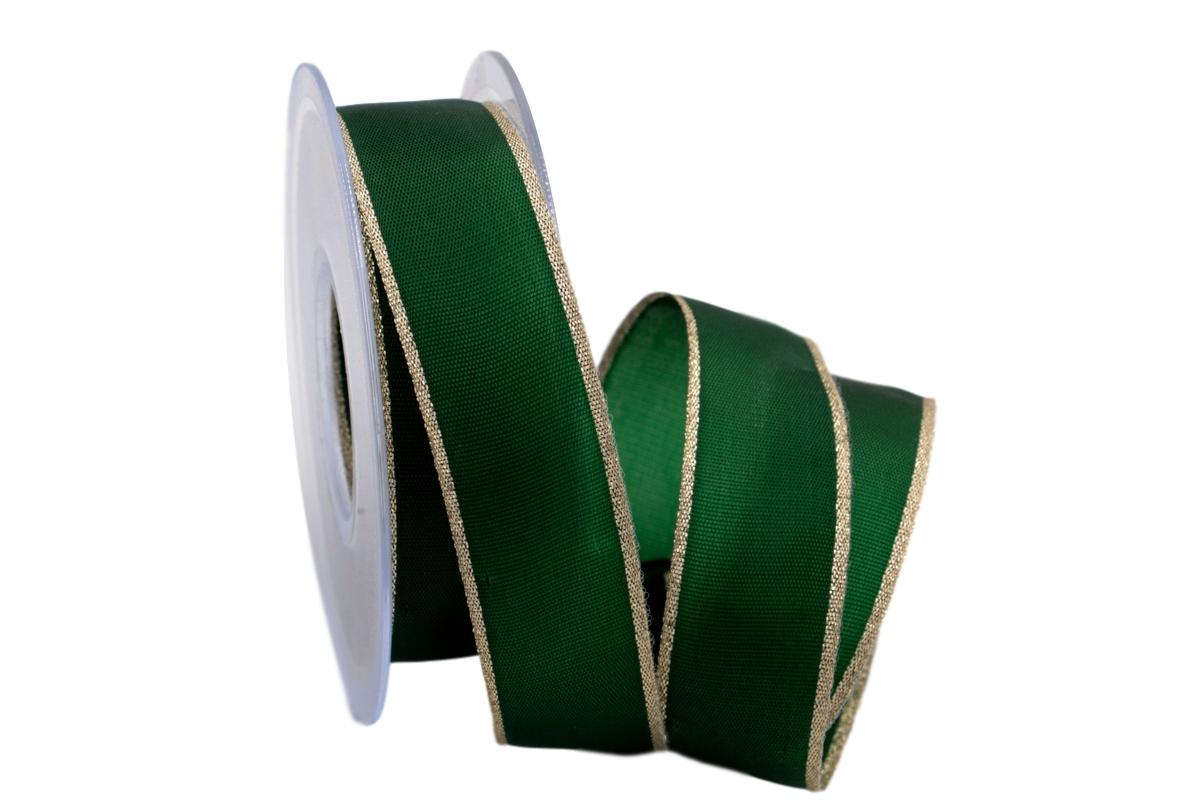 Uniband Goldkante grün 25mm ohne Draht