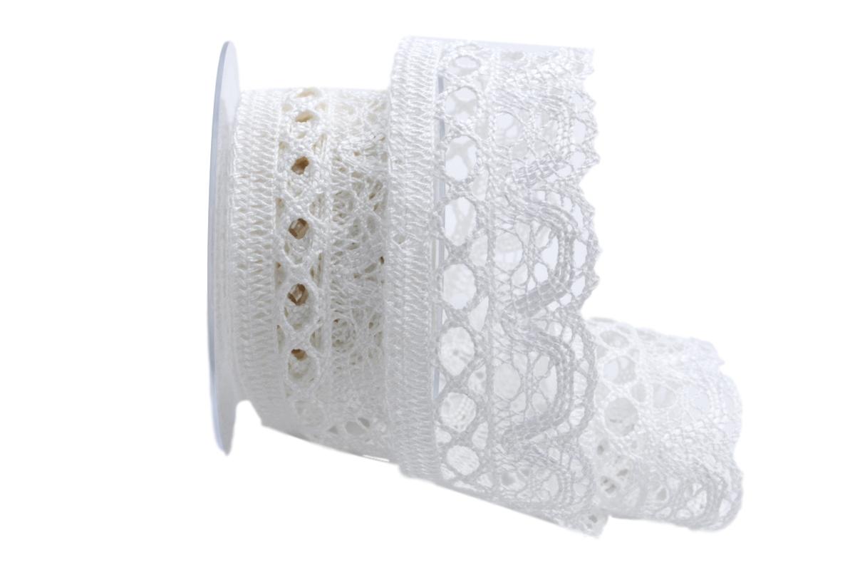 Dekoband Spitze weiß 50mm ohne Draht
