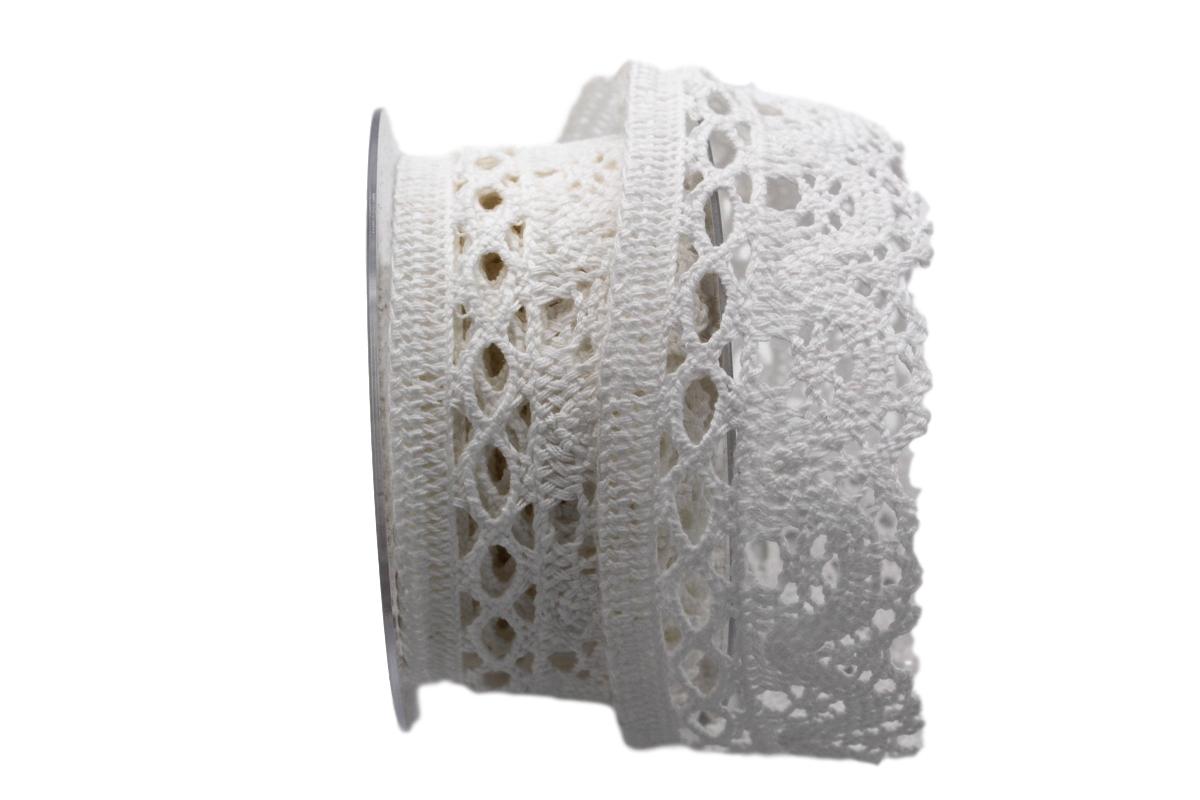Dekoband Spitze weiß 50mm ohne Draht