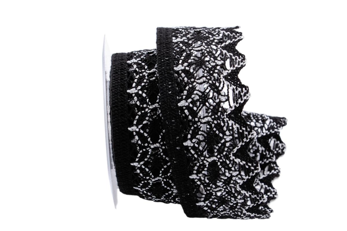 Dekoband Spitze schwarz 50mm ohne Draht