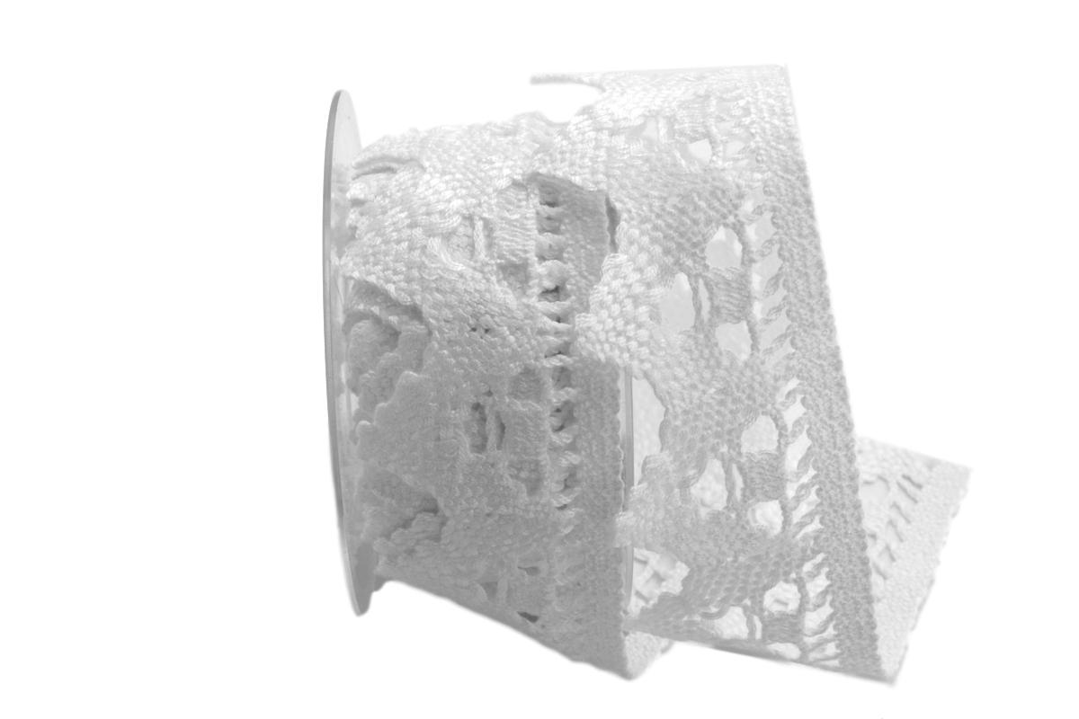 Dekoband Spitze weiß 50mm ohne Draht