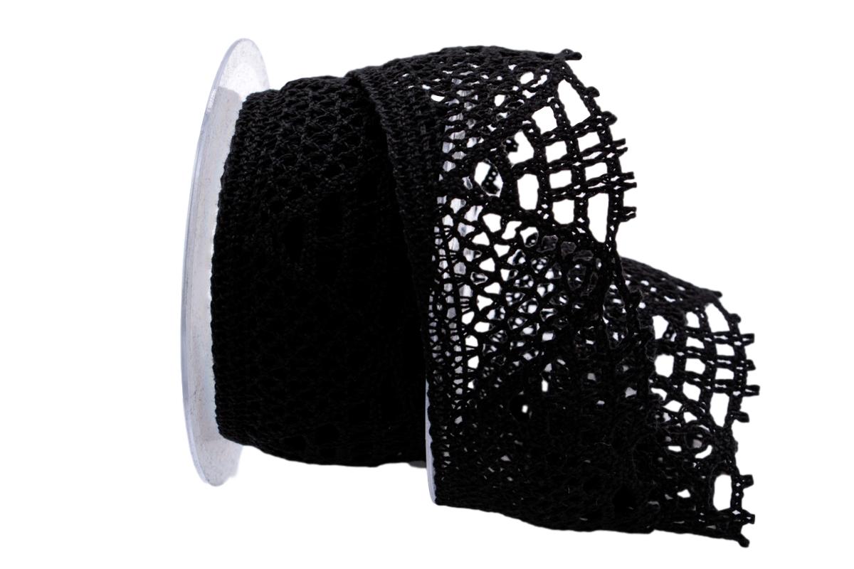 Dekoband Spitze schwarz 50mm ohne Draht