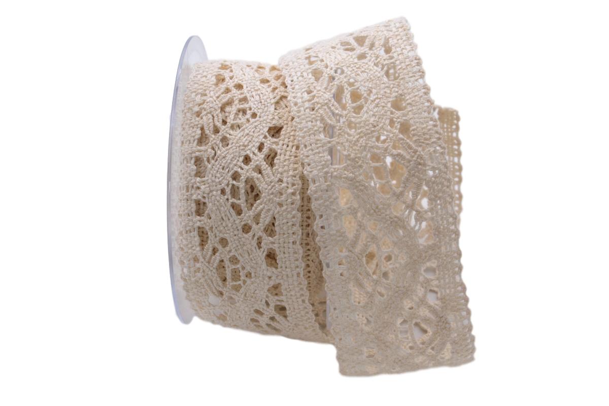 Dekoband Spitze creme 50mm ohne Draht
